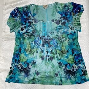 OneWorld turquoise 2X top.